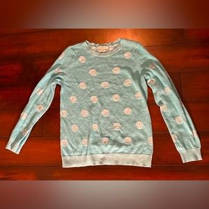 Aqua blue Liz Claiborne sweater polka dots sz med